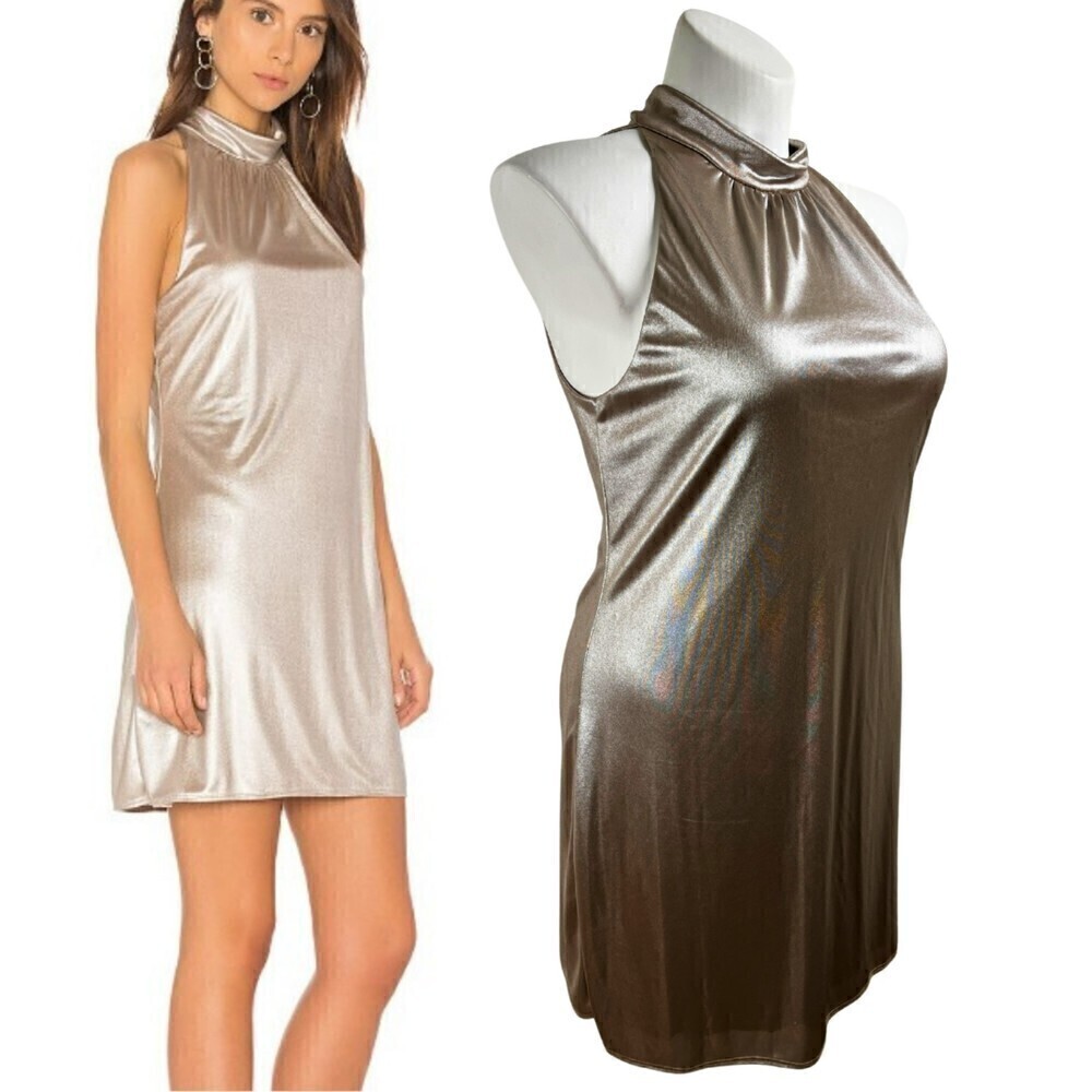 Bailey 44 Women Size L Director Cut Gold Matallic Shift Pullover Mini NEW Dress - Picture 16 of 17